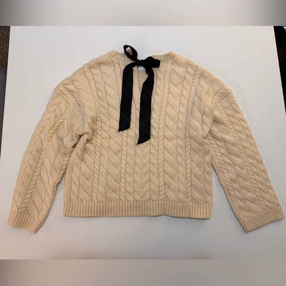 LJ. CREW Tie-back‎ cable-knit sweater Sz XS NWOT (A0092 B3) - Picture 2 of 5